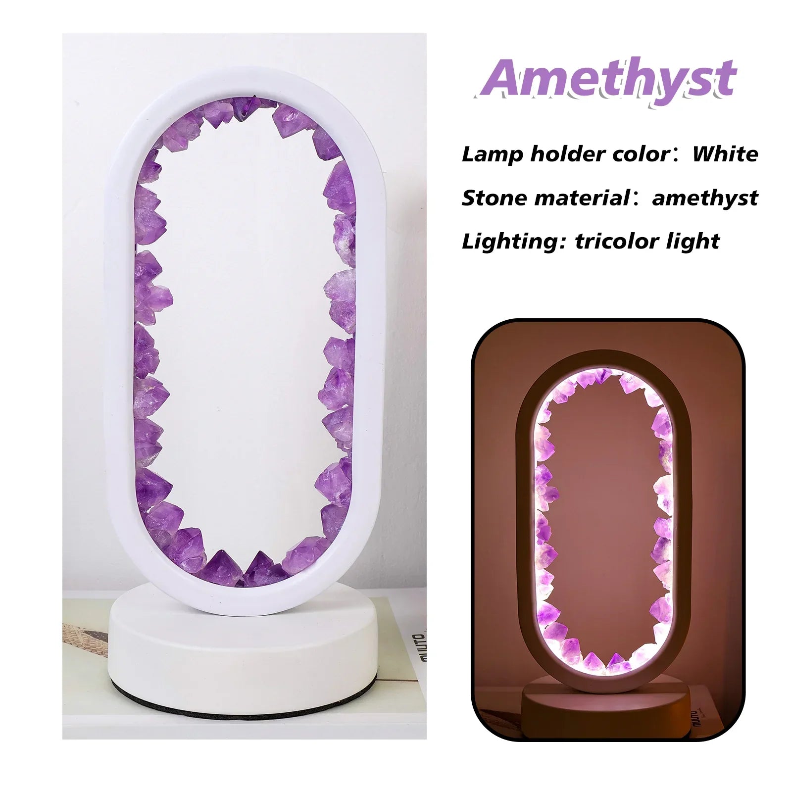 Amethist Tafellamp – Kalmerende Natuurlijke Gloed & Stressverlichting