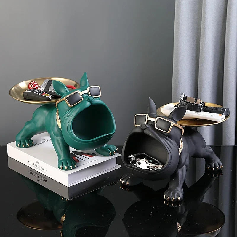 Dieren Beeld Bulldog, Duurzaam Hars met Opslagfunctie voor Decoratie