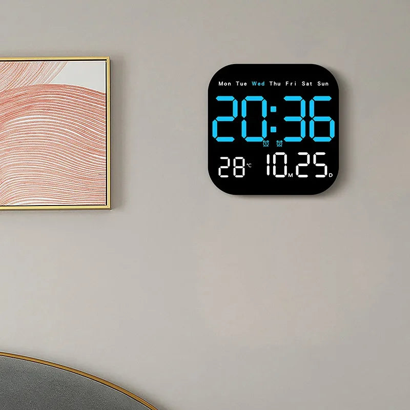 Digitale Wandklok met Groot LED-display en Afstandsbediening - Multifunctioneel en Modern Ontwerp