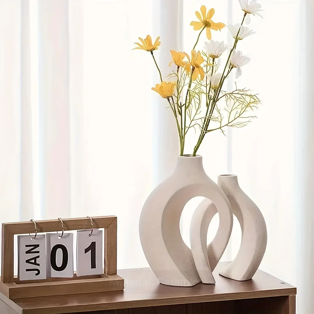 Moderne Keramische Vaas Set – Minimalistische Woondecoratie, Duurzaam Keramisch Ontwerp