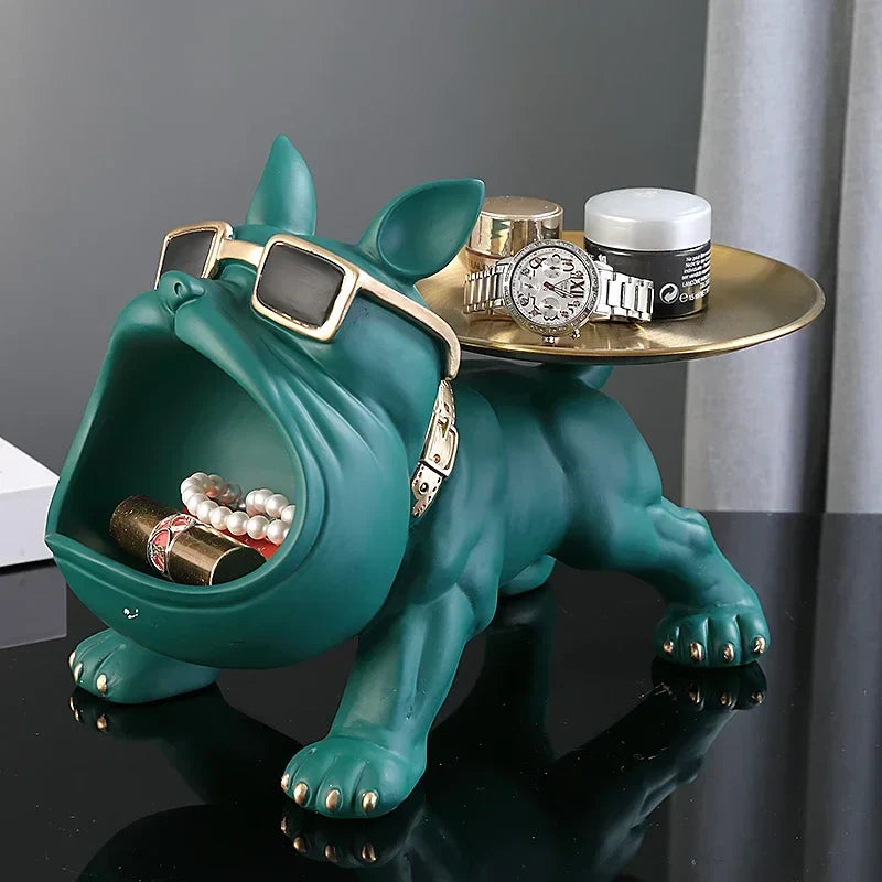 Dieren Beeld Bulldog, Duurzaam Hars met Opslagfunctie voor Decoratie