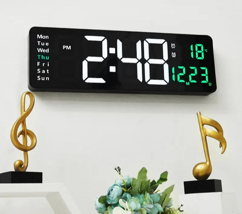 Digitale Wandklok met Dual Alarm en Aanpasbare Verlichting - Multifunctioneel Display