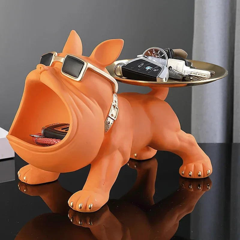 Dieren Beeld Bulldog, Duurzaam Hars met Opslagfunctie voor Decoratie