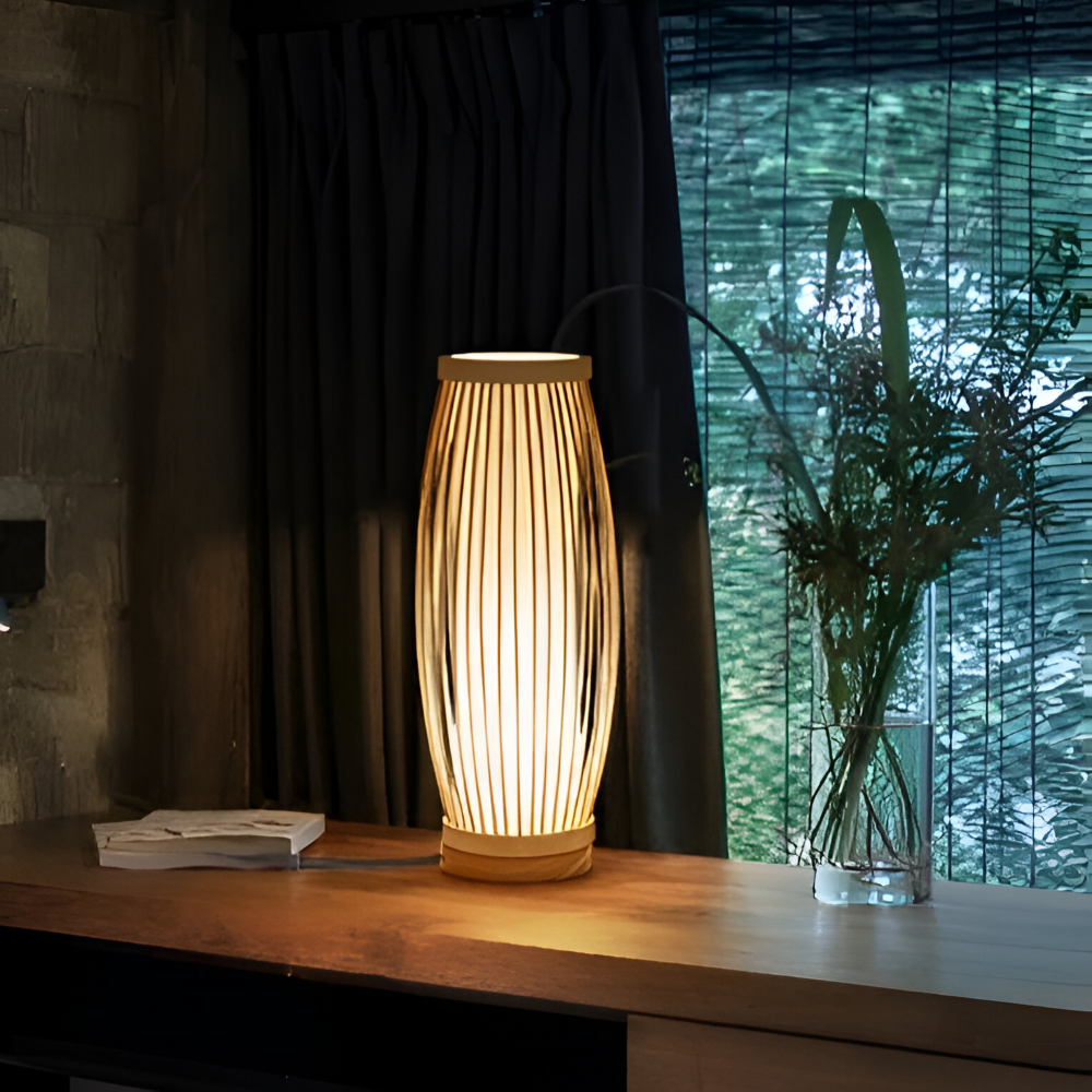 SereniLight Tafellamp - Bureaulamp van bamboehout in Japanse stijl
