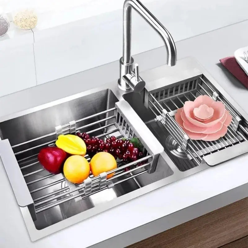 Uitbreidbare afvoermand voor de keuken – Uitbreidbaar voor het afgieten van groenten en fruit