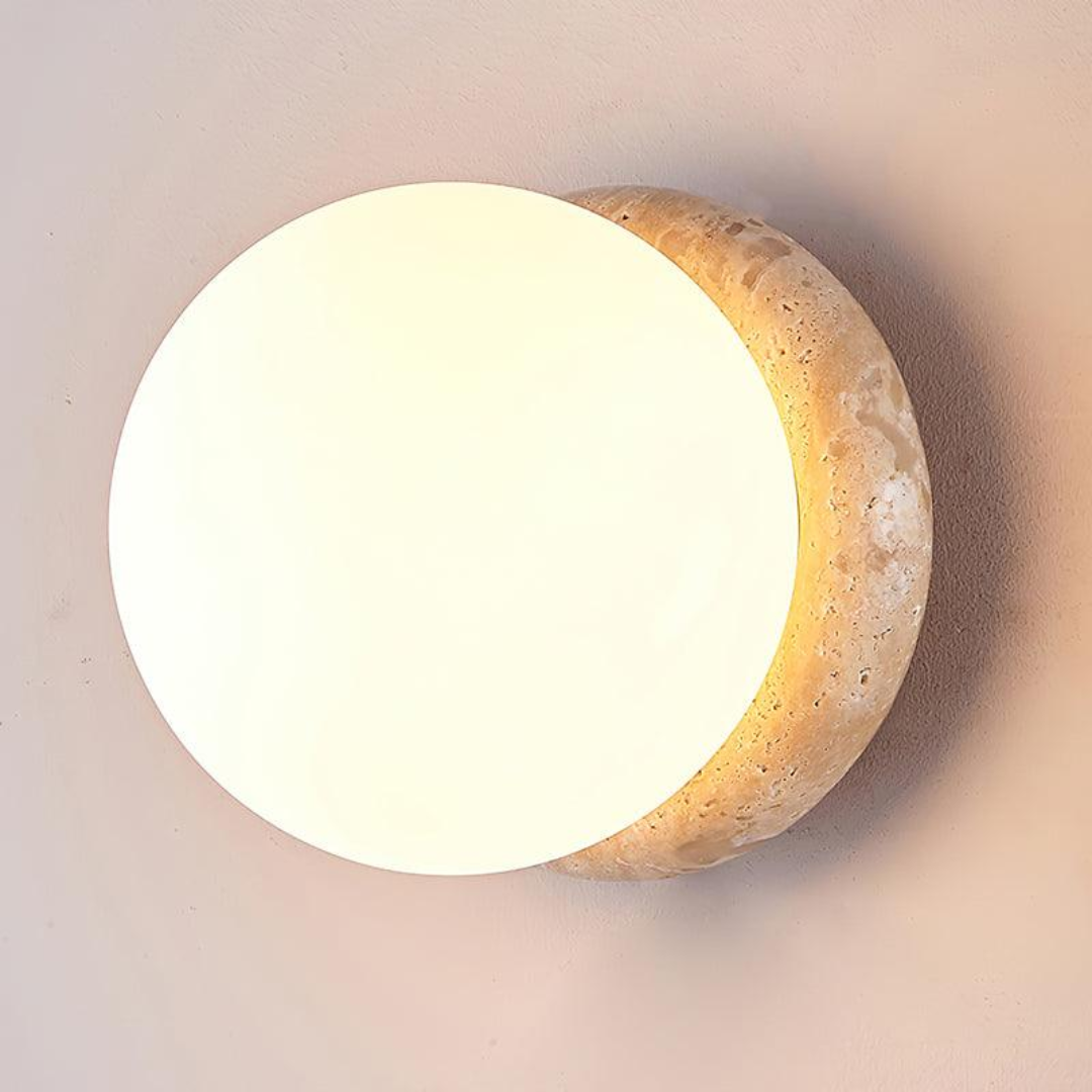 Waterbestendige Buiten Wandlamp van Travertin met Moderne Vormgeving – Eenvoudige Installatie voor Tuin en Terras