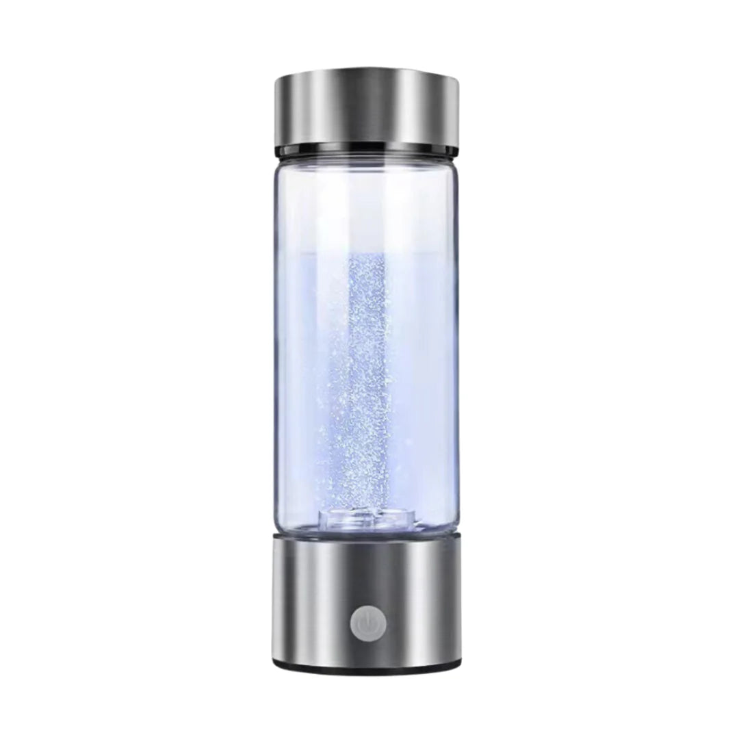 Waterfles met Waterstof voor Optimale Hydratatie - Duurzaam Borosilicaatglas, Oplaadbaar en Herbruikbaar, 12 oz