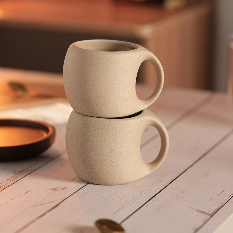 Zen Retro Koffiekop met Schotel en Lepel - Japans Design