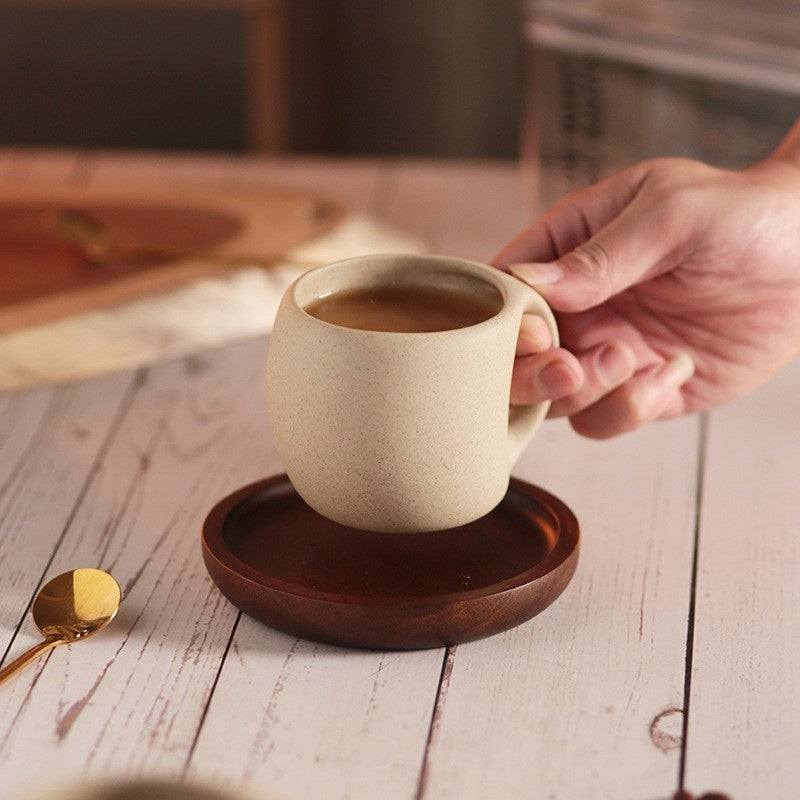 Zen Retro Koffiekop met Schotel en Lepel - Japans Design