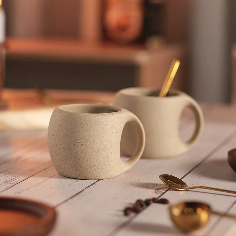 Zen Retro Koffiekop met Schotel en Lepel - Japans Design
