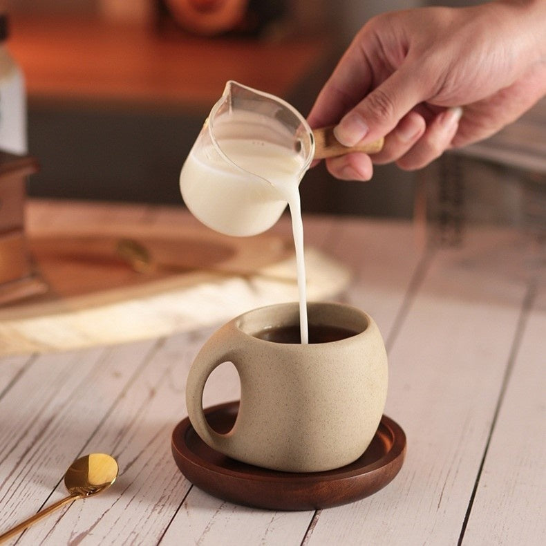 Zen Retro Koffiekop met Schotel en Lepel - Japans Design