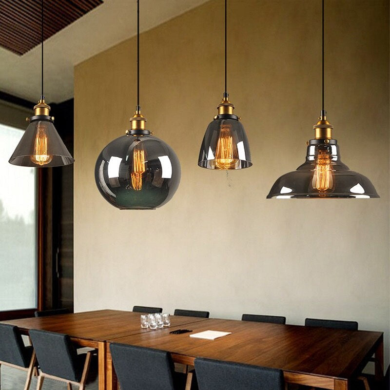 Vintage glazen hanglamp - Moderne industriële hanglamp met E27 fitting