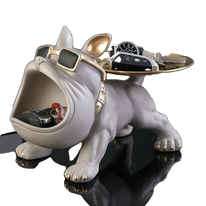 Dieren Beeld Bulldog, Duurzaam Hars met Opslagfunctie voor Decoratie