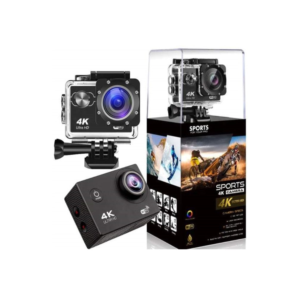 4K Ultra HD Actiecamera met WiFi en Waterdicht Behuizing – Compact voor Avontuur en Sportfotografie