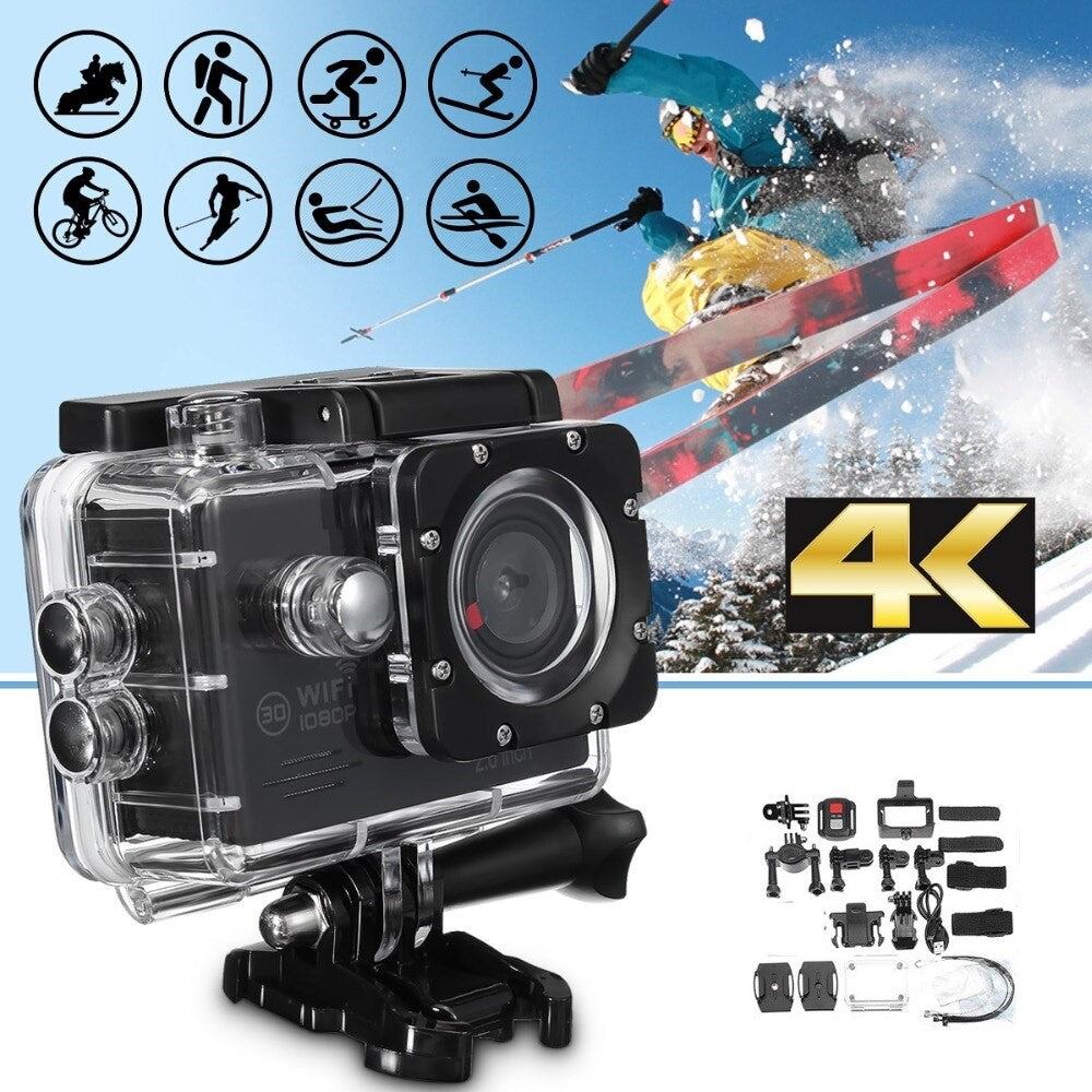 4K Ultra HD Actiecamera met WiFi en Waterdicht Behuizing – Compact voor Avontuur en Sportfotografie