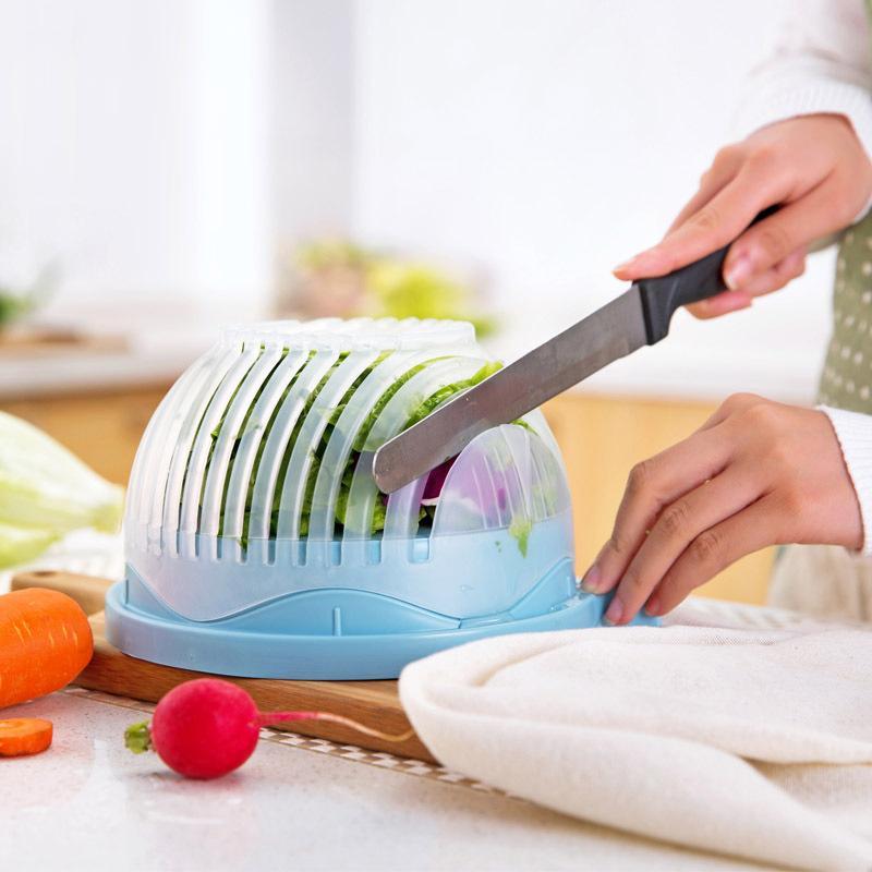 60-Second Salad Maker Bowl – Snelle Saladesnijder, Voedselveilig, Vaatwasmachinebestendig – Voor Gezonde Maaltijden