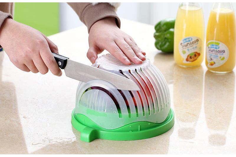 60-Second Salad Maker Bowl – Snelle Saladesnijder, Voedselveilig, Vaatwasmachinebestendig – Voor Gezonde Maaltijden