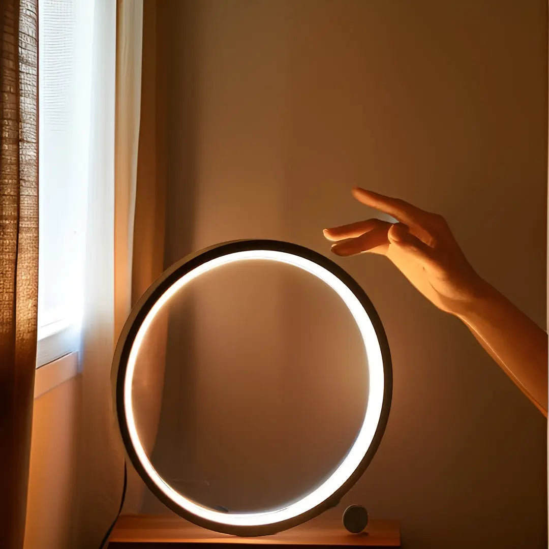 Minimalistische Halo LED Touch Lamp – Aanpasbare Helderheid – USB Aangedreven Bureau Lamp