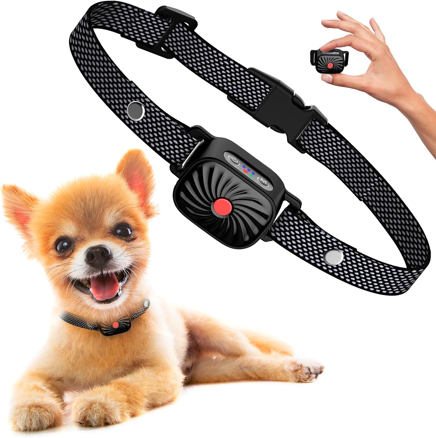 Anti-Aboiement Collier voor Kleine Honden met Aanpasbare Stimulatie en Kalmerende Effecten - Zwart, Waterbestendig, Oplaadbaar