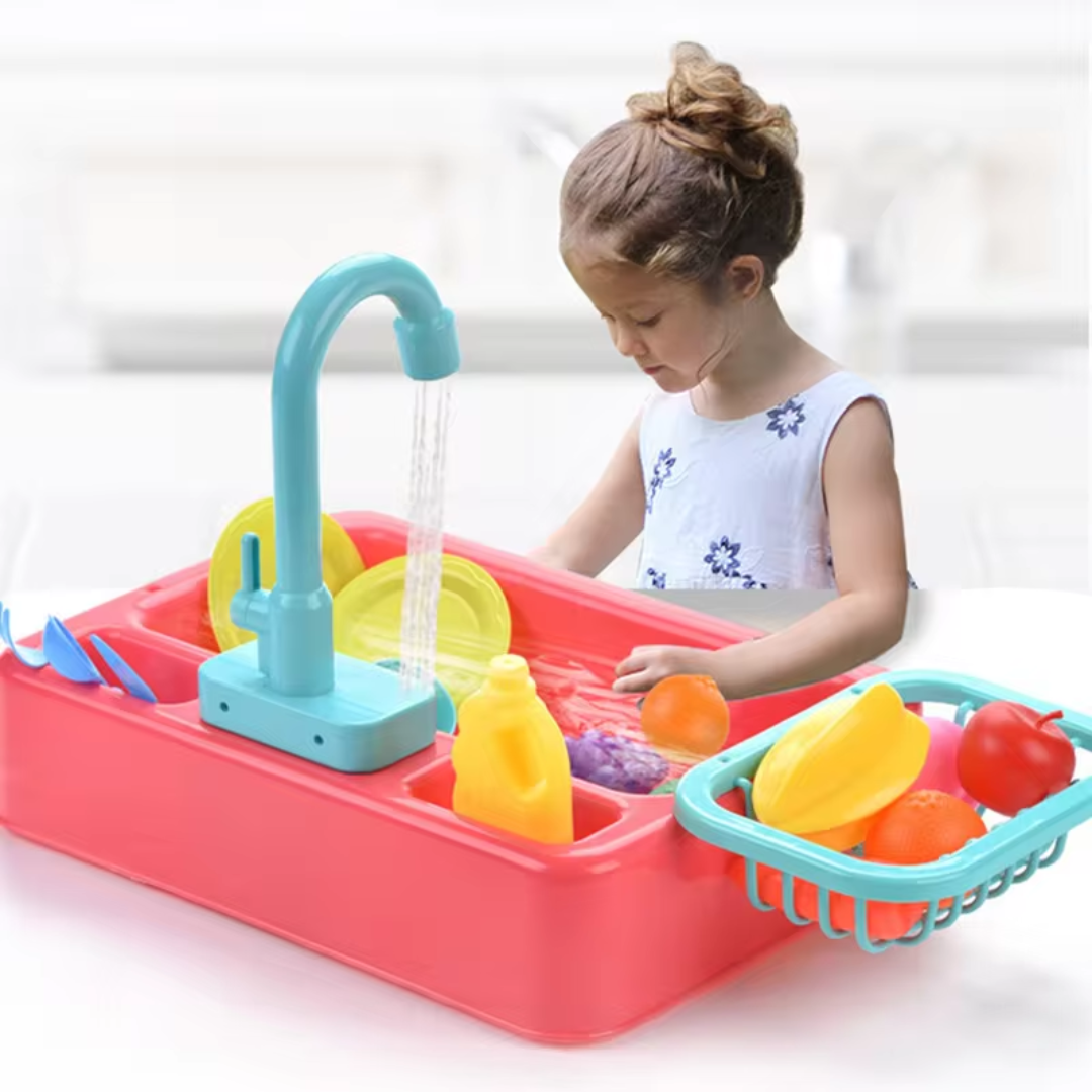 AquaPlay educatieve gootsteenspeelset met stromend waterkraan, interactief leren voor kinderen