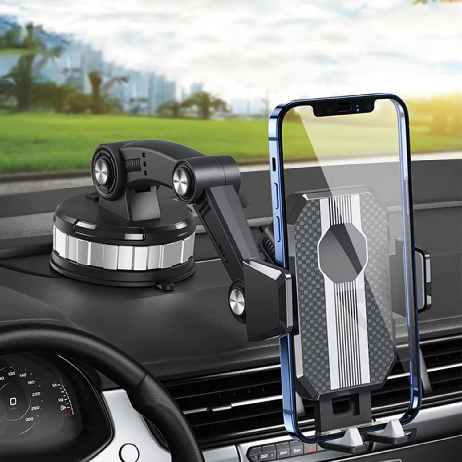 Auto Smartphone Houder met Sterke Zuignap en 360° Rotatie – Eenvoudige Eenhandige Bediening
