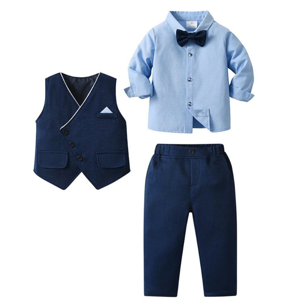 Chic 3-delig jongenspak – overhemd, vest en pantalon met vlinderdas