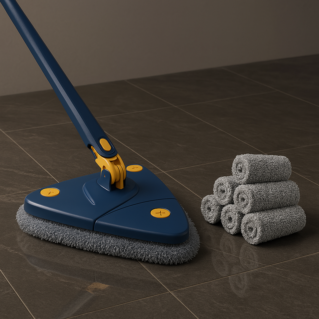 Clean360° Balai met 360° Rotatie en Automatisch Essoringssysteem – Inclusief 6 Microvezel Doeken voor Diverse Vloertypes