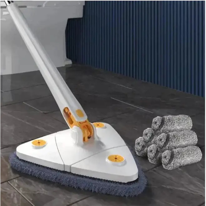 Clean360° Balai met 360° Rotatie en Automatisch Essoringssysteem – Inclusief 6 Microvezel Doeken voor Diverse Vloertypes