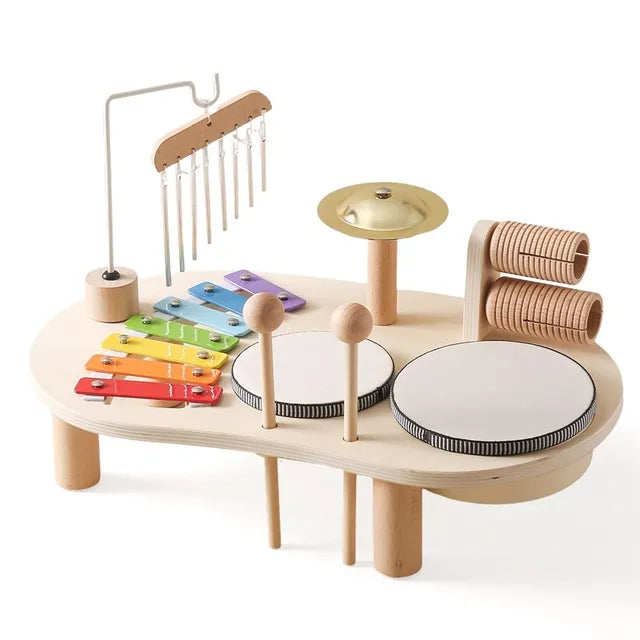 Creatief kindermuziekstation met xylofoon, trommels en bel - Duurzaam en veilig speelgoed voor kinderen vanaf 3 jaar