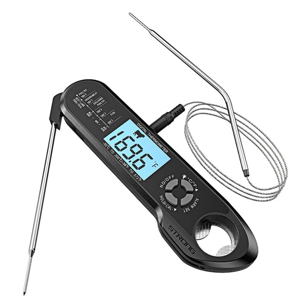 Digitaal Vleesthermometer – Snelle Meting met Dubbele Sonde, Vooringestelde Temperaturen en Alarm – Voor Koken, Grillen en Bakken