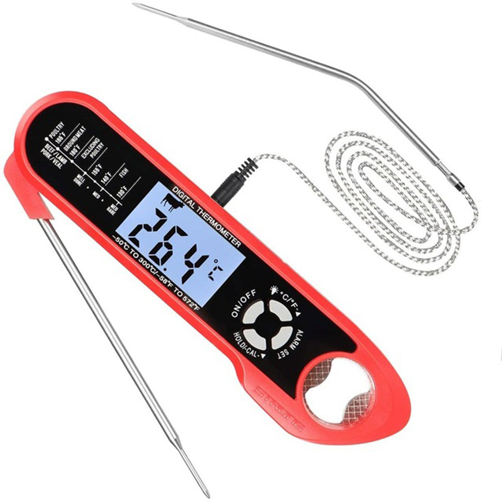 Digitaal Vleesthermometer – Snelle Meting met Dubbele Sonde, Vooringestelde Temperaturen en Alarm – Voor Koken, Grillen en Bakken