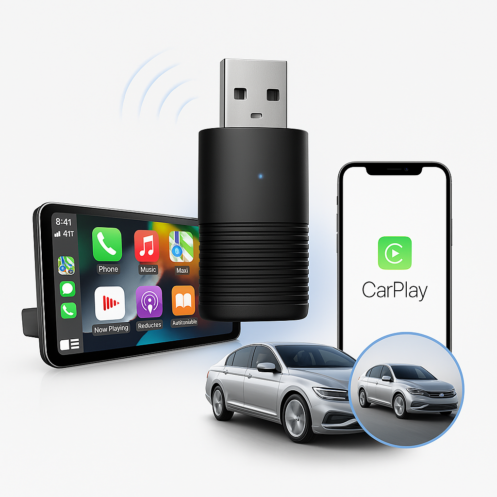 Draadloze CarPlay voor iPhone en Android – Eenvoudige Plug-and-Play Installatie met Bluetooth en Wi-Fi Verbinding