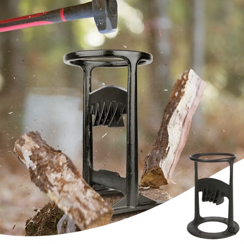 Draagbare 2-in-1 Houtklover en Houtdrager met Ergonomische Handvatten – Compact en Stevig Stalen Ontwerp voor Buitenactiviteiten