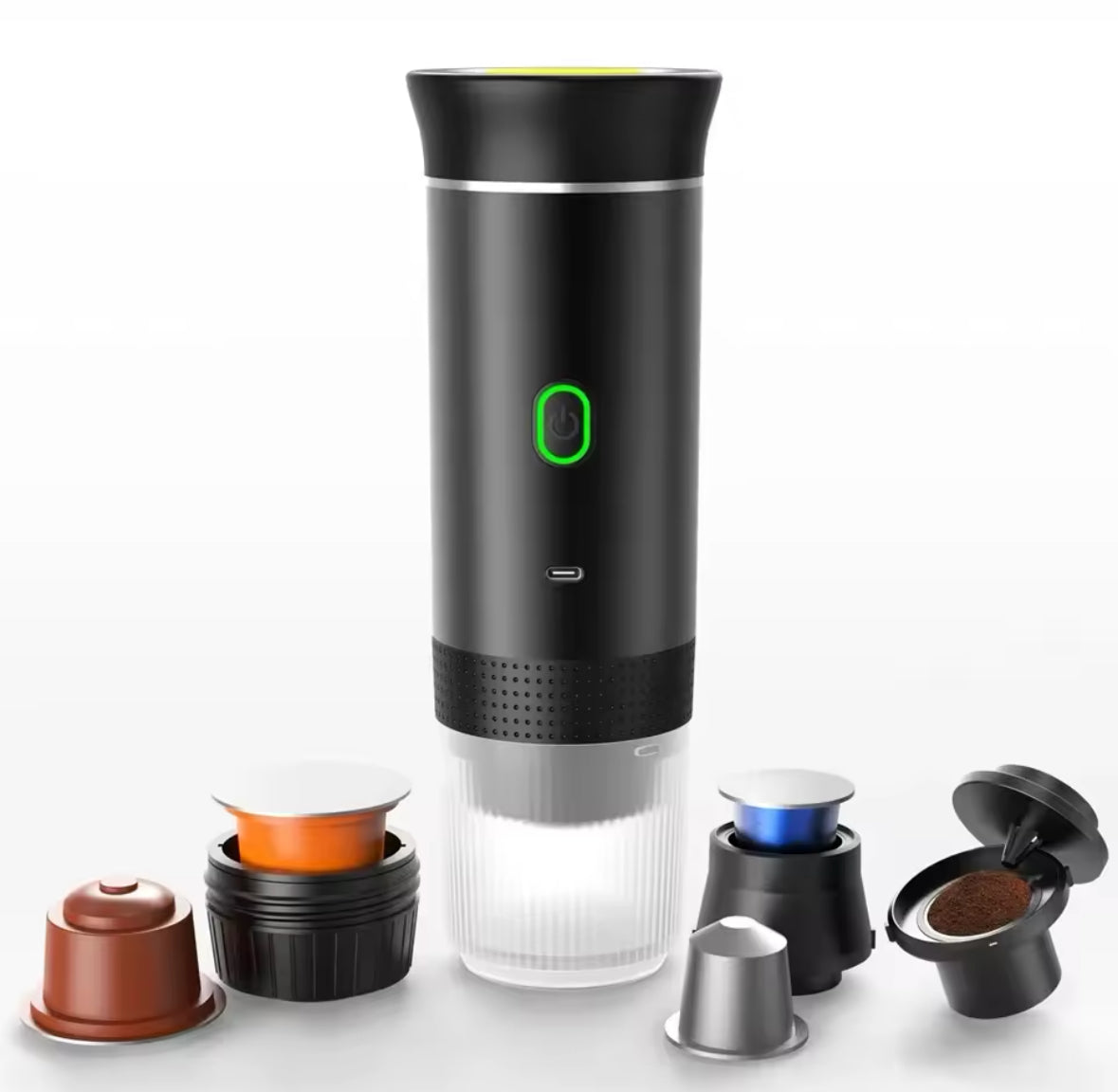 Draagbare Espressomachine met Accu – 50 Tassen Capaciteit en Verwarmfunctie voor Gemalen Koffie en Capsules