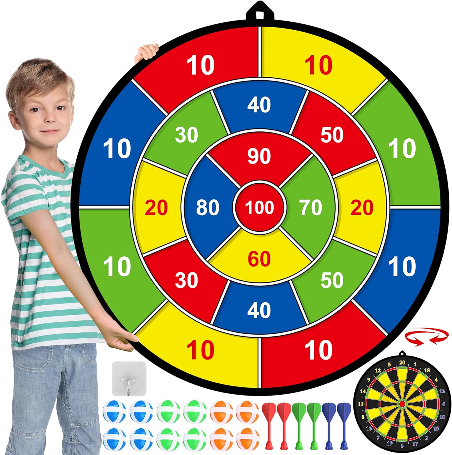 Dubbelzijdig Dartbord voor Kinderen – Veilig en Educatief, Geschikt voor Binnen en Buiten, Leeftijd 3-12 Jaar, Dartbord Kopen