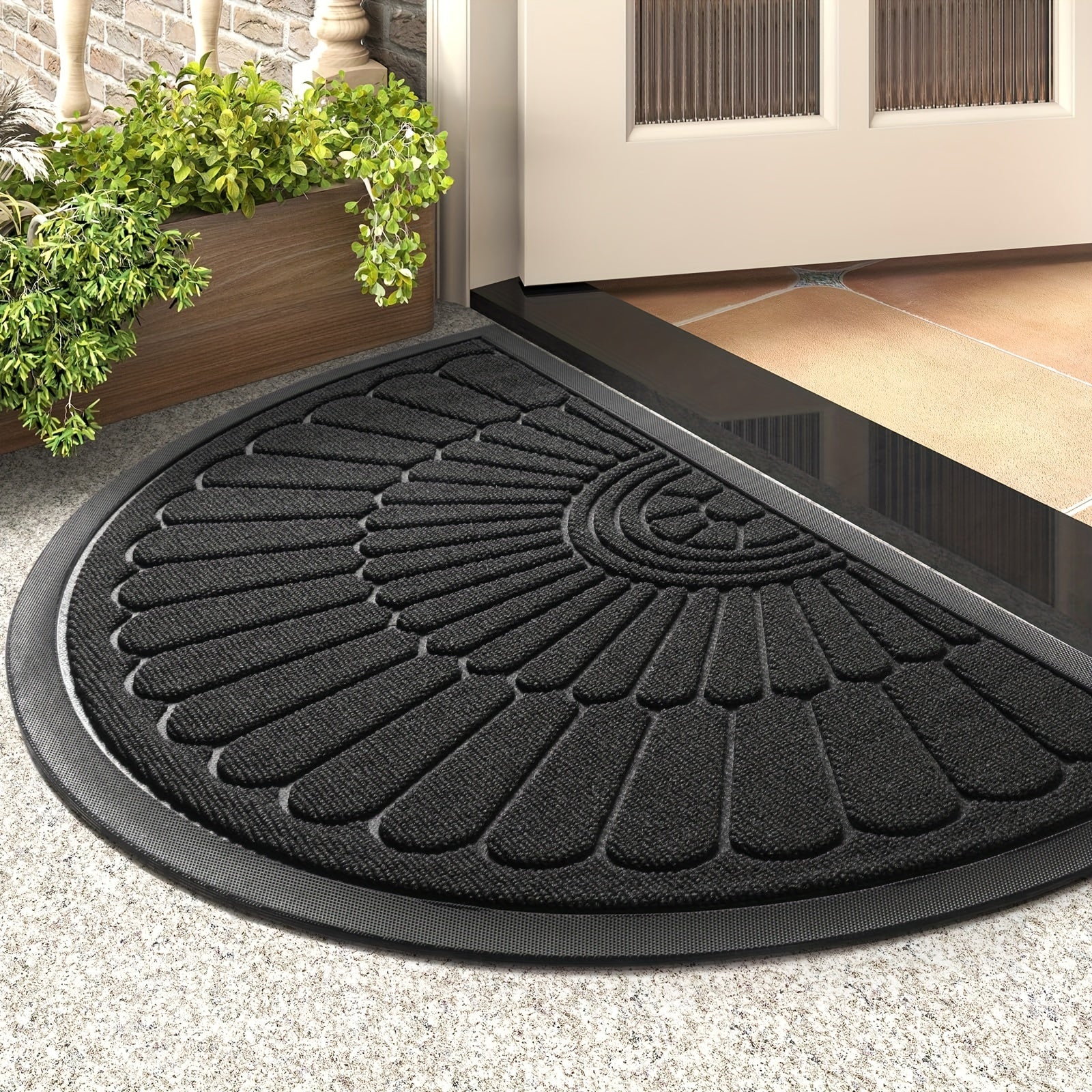 Duurzame Deurmat Halfrond – Niet-Slip Deurmat voor Binnen en Buiten, Effectieve Vloerbescherming