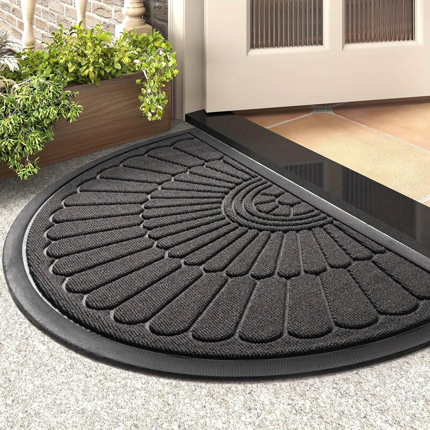 Duurzame Deurmat Halfrond – Niet-Slip Deurmat voor Binnen en Buiten, Effectieve Vloerbescherming