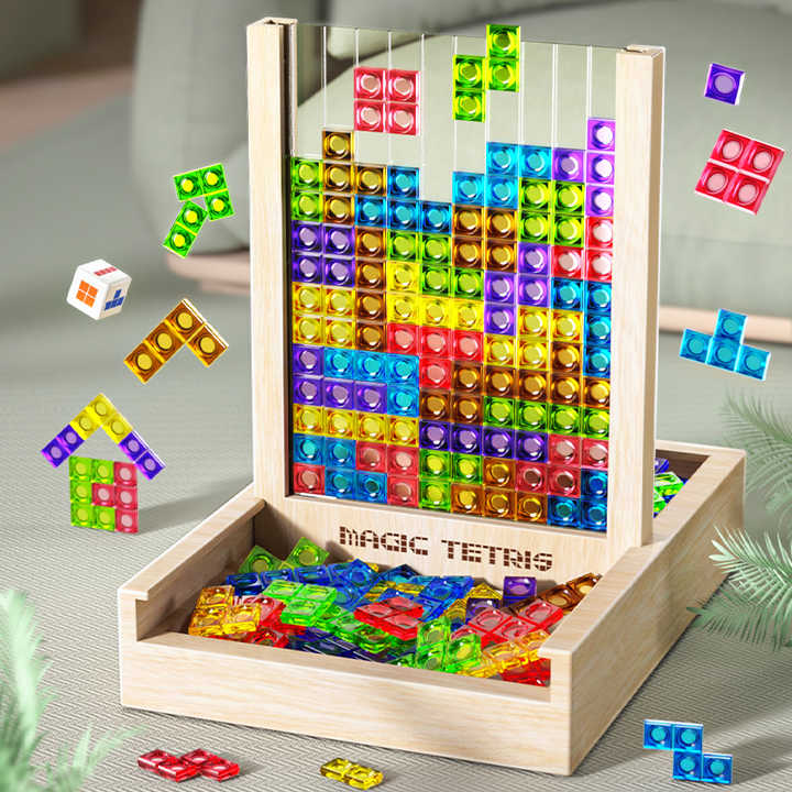 Ecoblock Tetris Board – Duurzaam puzzelspel voor kinderen en volwassenen met kleurrijke speelstukken