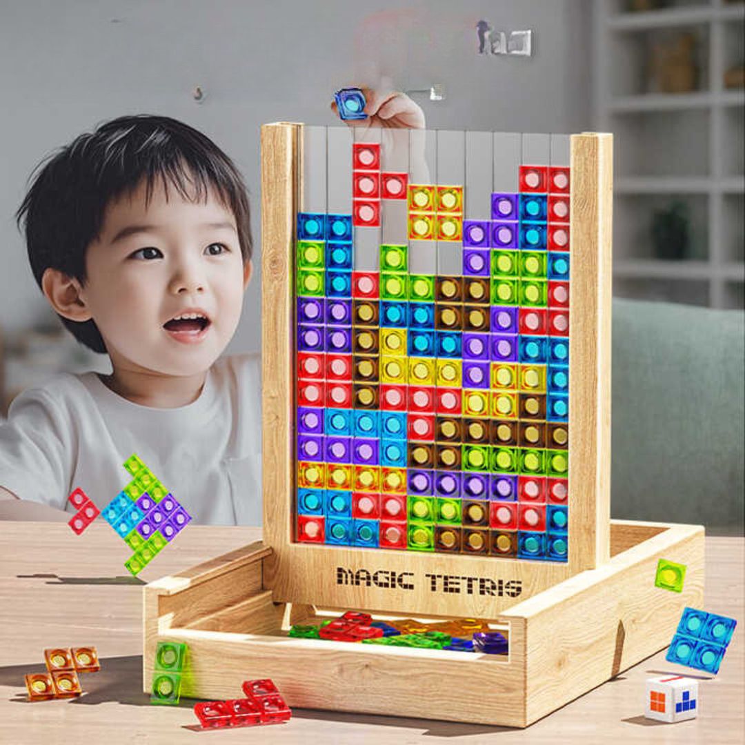 Ecoblock Tetris Board – Duurzaam puzzelspel voor kinderen en volwassenen met kleurrijke speelstukken