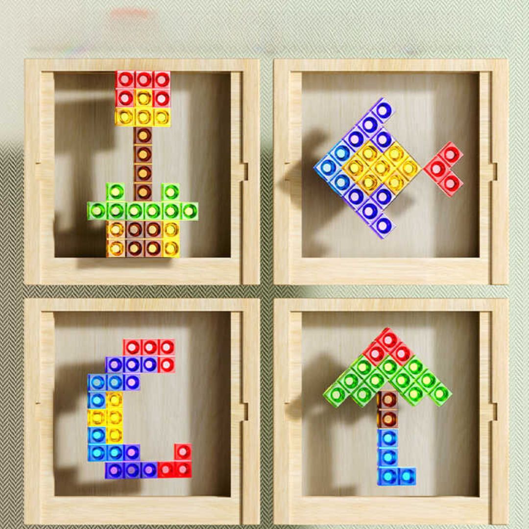 Ecoblock Tetris Board – Duurzaam puzzelspel voor kinderen en volwassenen met kleurrijke speelstukken