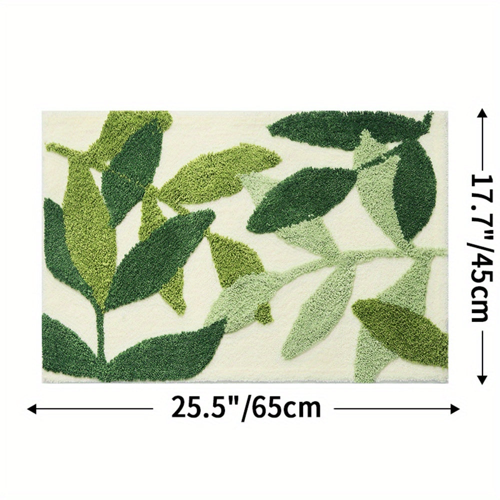 Fien absorberende badmat met een elegant bladpatroon - niet -slip comfort voor moderne badkamers