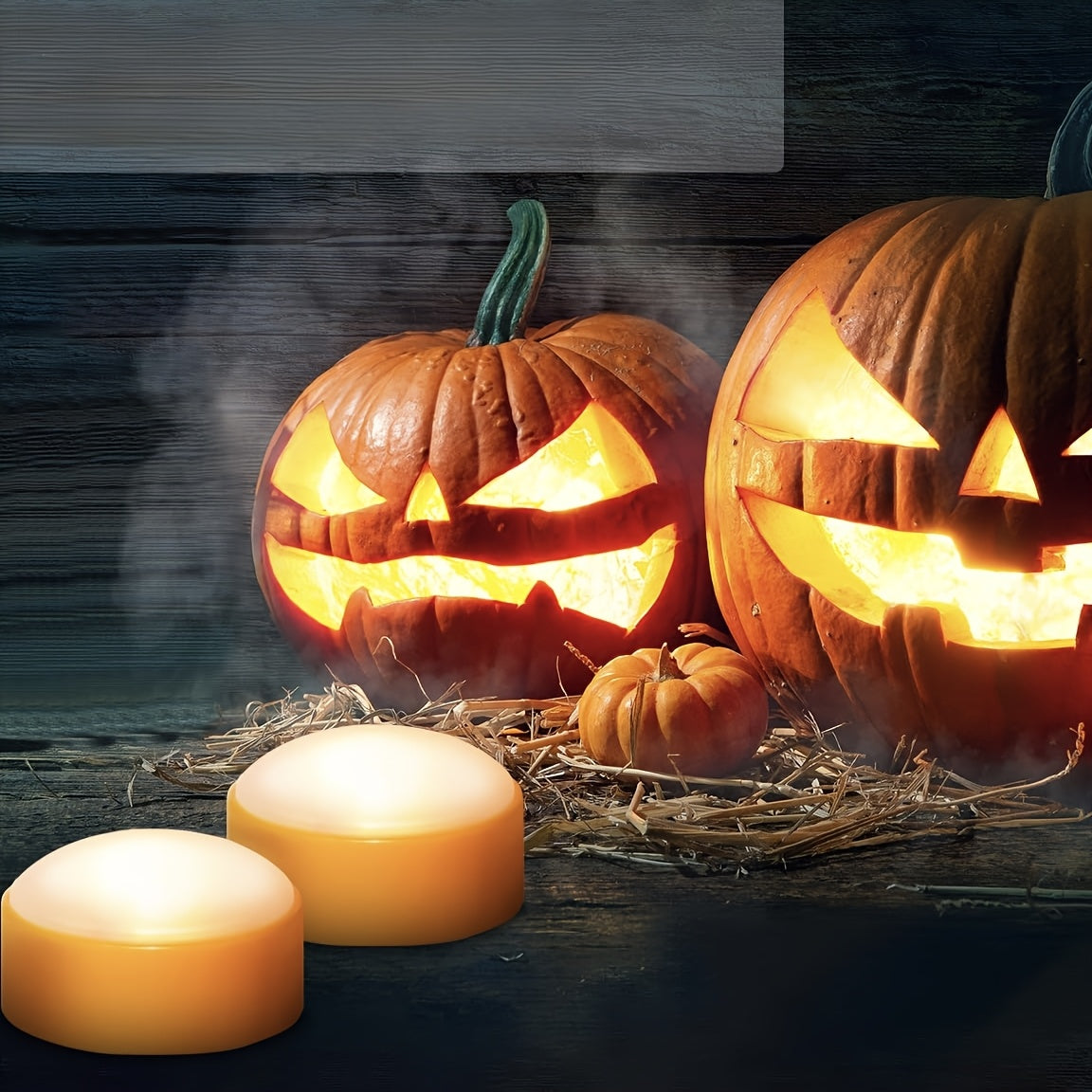 Flameless LED Jack-O-Lantern Lichten voor Halloween – Veilig, Batterijgevoed en Duurzaam Decor