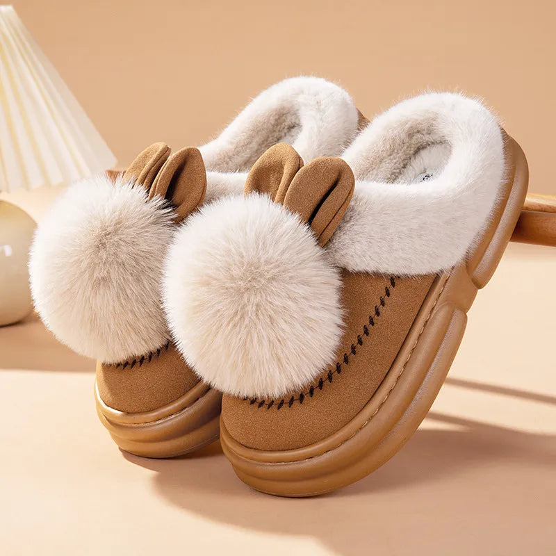 Fluffy Bunny Slippers met Faux Leer en Luxe Faux Bontvoering voor Ultiem Comfort en Warmte - Verkrijgbaar in Meerdere Maten