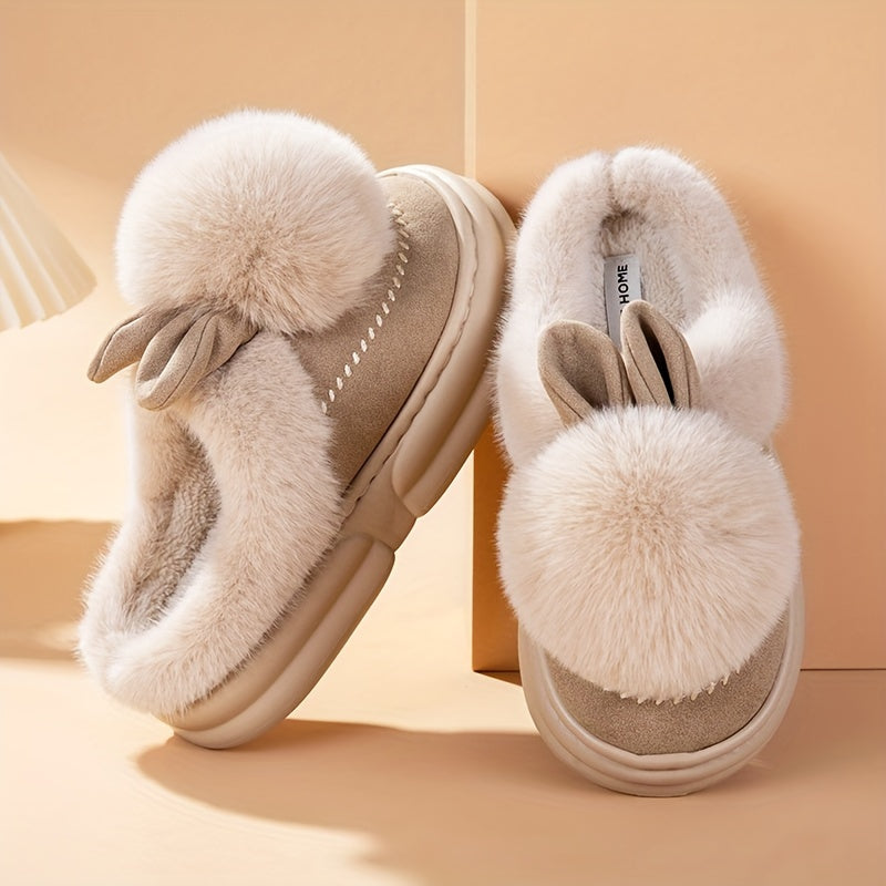 Fluffy Bunny Slippers met Faux Leer en Luxe Faux Bontvoering voor Ultiem Comfort en Warmte - Verkrijgbaar in Meerdere Maten