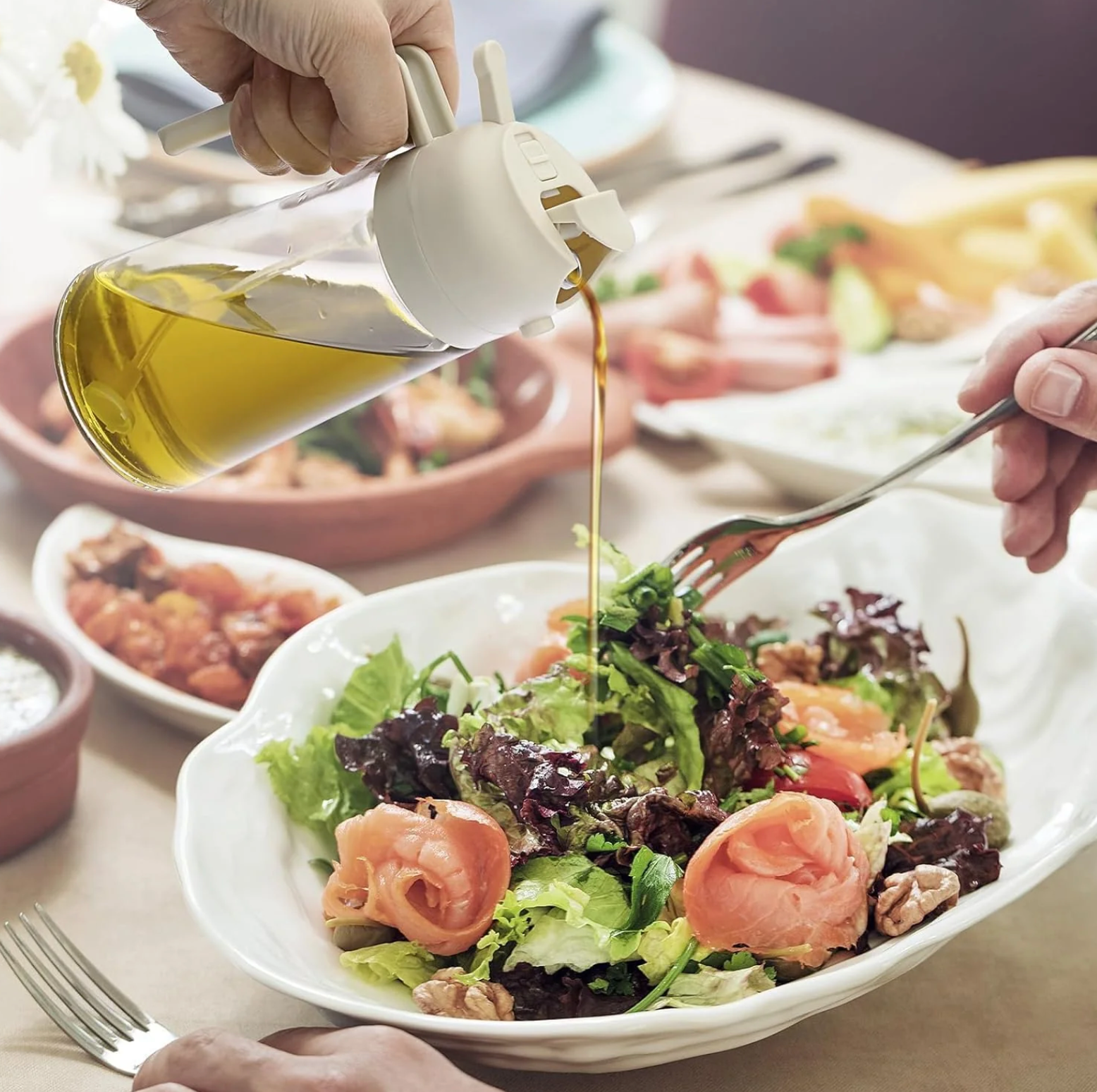 Glazen 2-in-1 Olie Spray met Fijne Nevel - 500 ml Voor Gezond Koken en Precisie Doseren