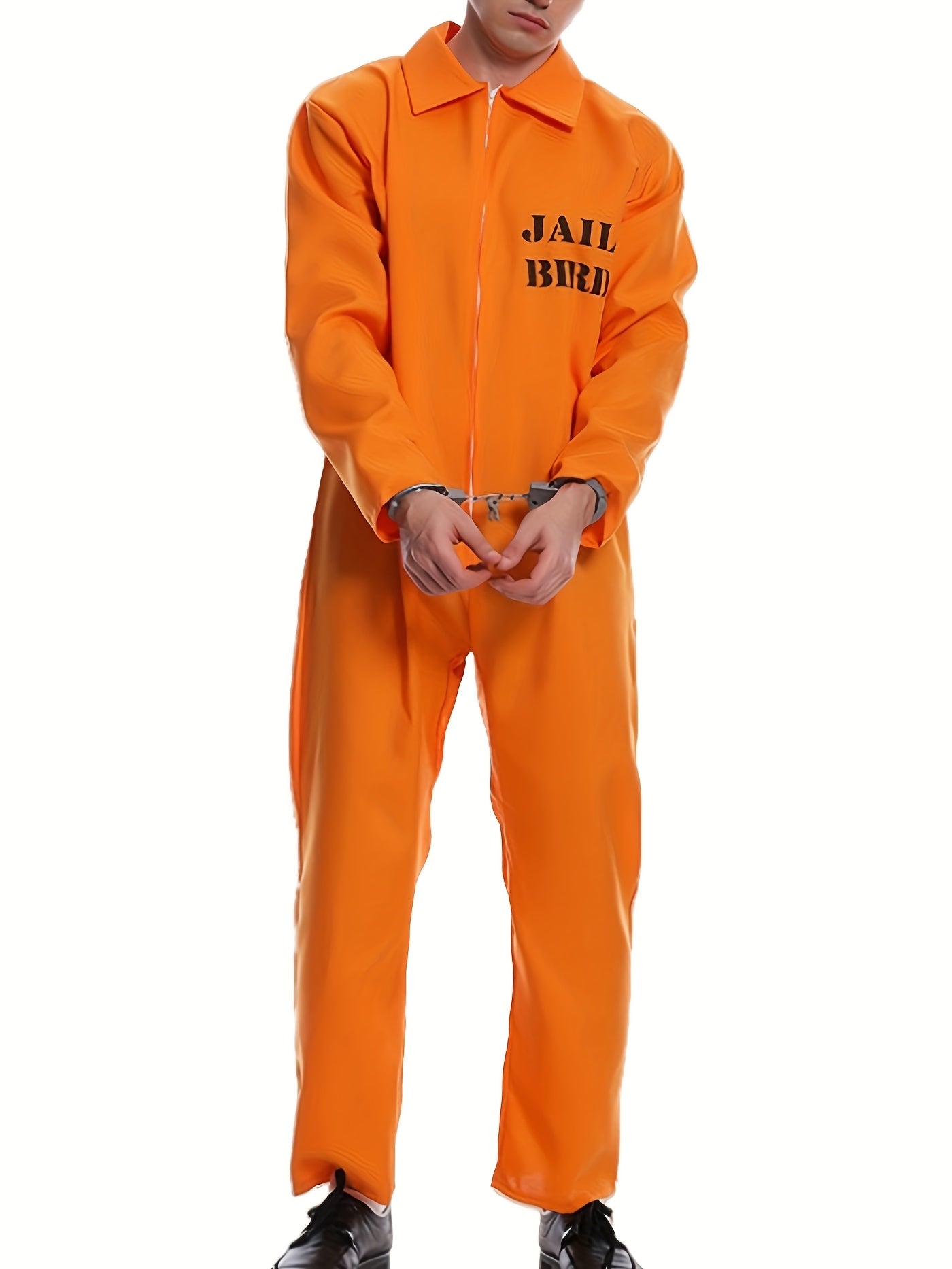 Grappig Halloween Kostuum Heren Gevangenis Overall met Jail Bird Print - Lange Mouwen, Ademend en Comfortabel