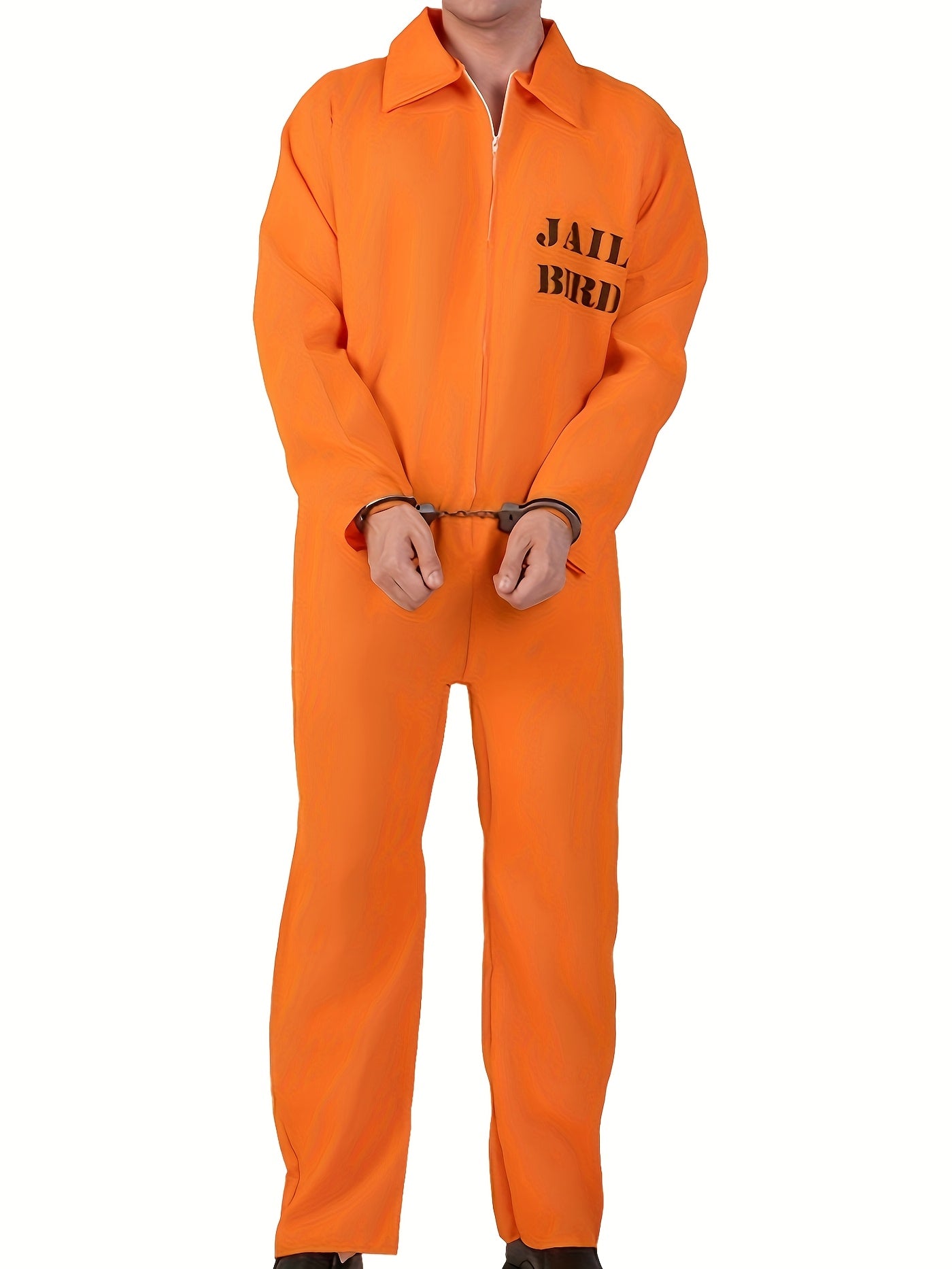Grappig Halloween Kostuum Heren Gevangenis Overall met Jail Bird Print - Lange Mouwen, Ademend en Comfortabel