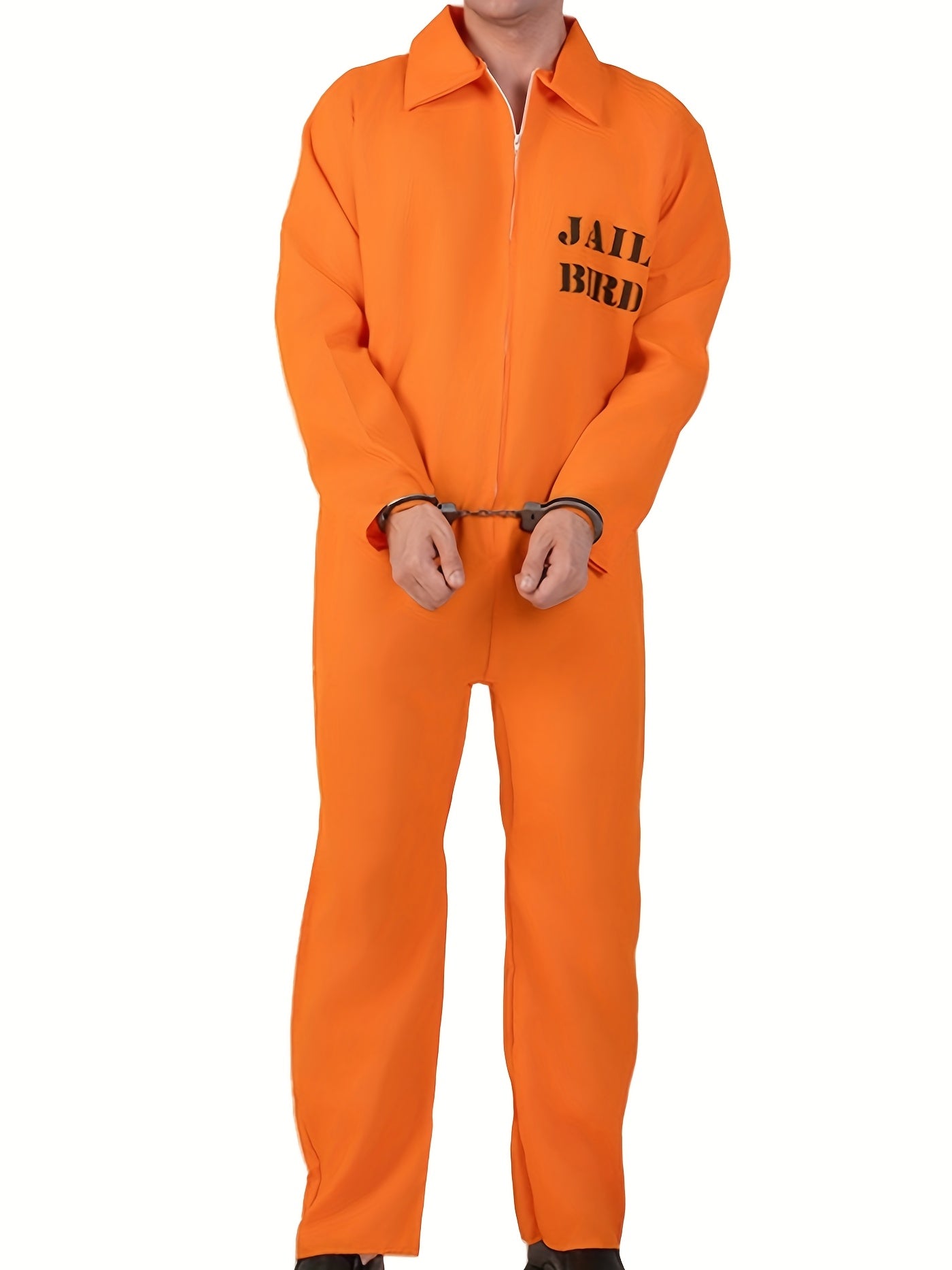 Grappig Halloween Kostuum Heren Gevangenis Overall met Jail Bird Print - Lange Mouwen, Ademend en Comfortabel