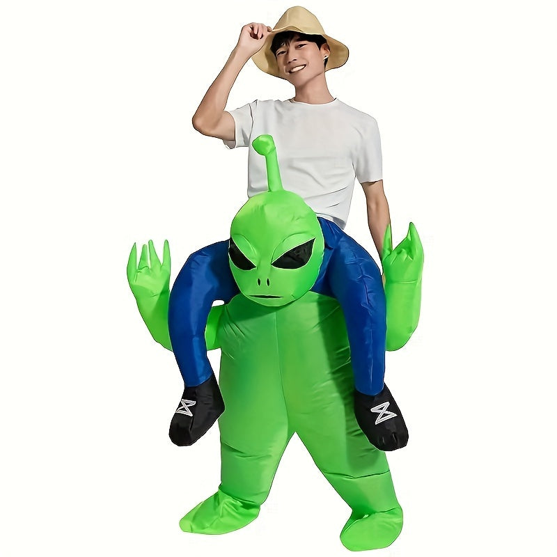 Grappig Opblaasbaar Kostuum Alien met Ride-On Illusie - Lichtgewicht Pak voor Halloween en Feesten