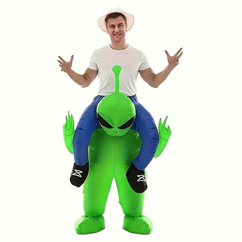 Grappig Opblaasbaar Kostuum Alien met Ride-On Illusie - Lichtgewicht Pak voor Halloween en Feesten